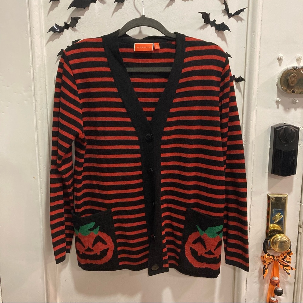 Modcloth Black and Red Striped Cardigan